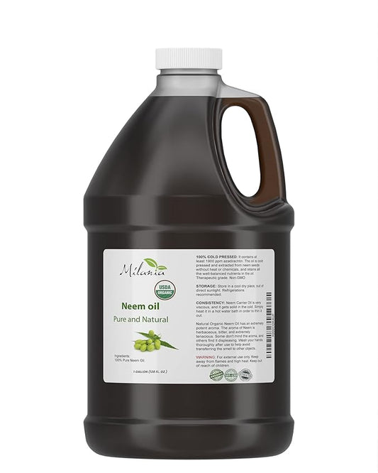 Premium Organic Neem Oil Virgin (1 Gallon), Cold Pressed, Unrefined 100% Pure Natural Grade A. Excellent Quality