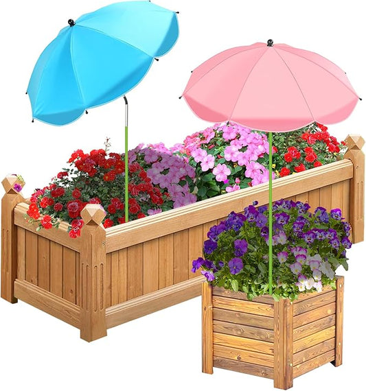 Axcoix 2 Pack Upgraded Plant Umbrellas for Outdoor Plants, 26" Larger Garden Plant Umbrella Shade with Adjustable Angle, 43.4" Higher Sun Shade for Plants, Potted Plant, Garden Beds (Pink & Blue)
