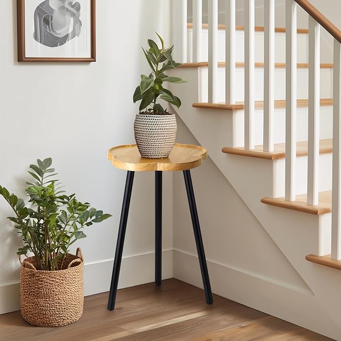 Plant Stand Indoor, Wood Plant Table Plant Holder with Raised Design,Heavy Duty Metal Flower Pot Stand, Mid Century Modern Home Decor Small Side End Table（Clr.3-Flower 20" H）