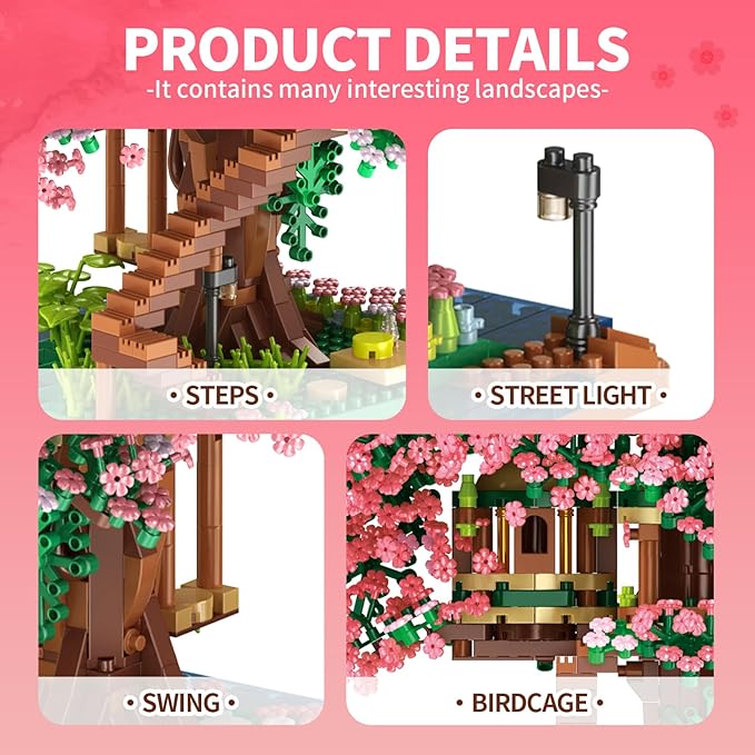 Yushinv Cherry Bonsai Tree Building Sets, Original Scene Music Building Kit 2138 Pcs,Type :Symphony. Sakura House Building Set, Cherry Tree Building Set, Sakura Set.