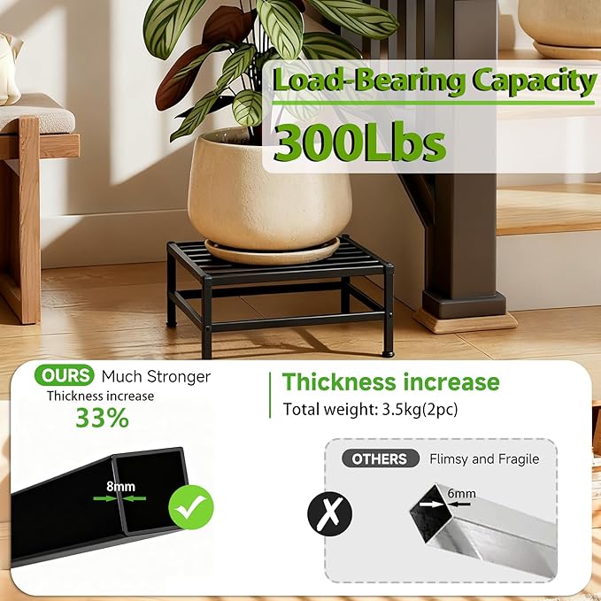 Vitalsvn Metal Plant Stand for Indoor Outdoor Plant Pot Stand Holder Heavy-Duty Flower Stand Pedestal Stand 1 Pack Modern Pot Stand