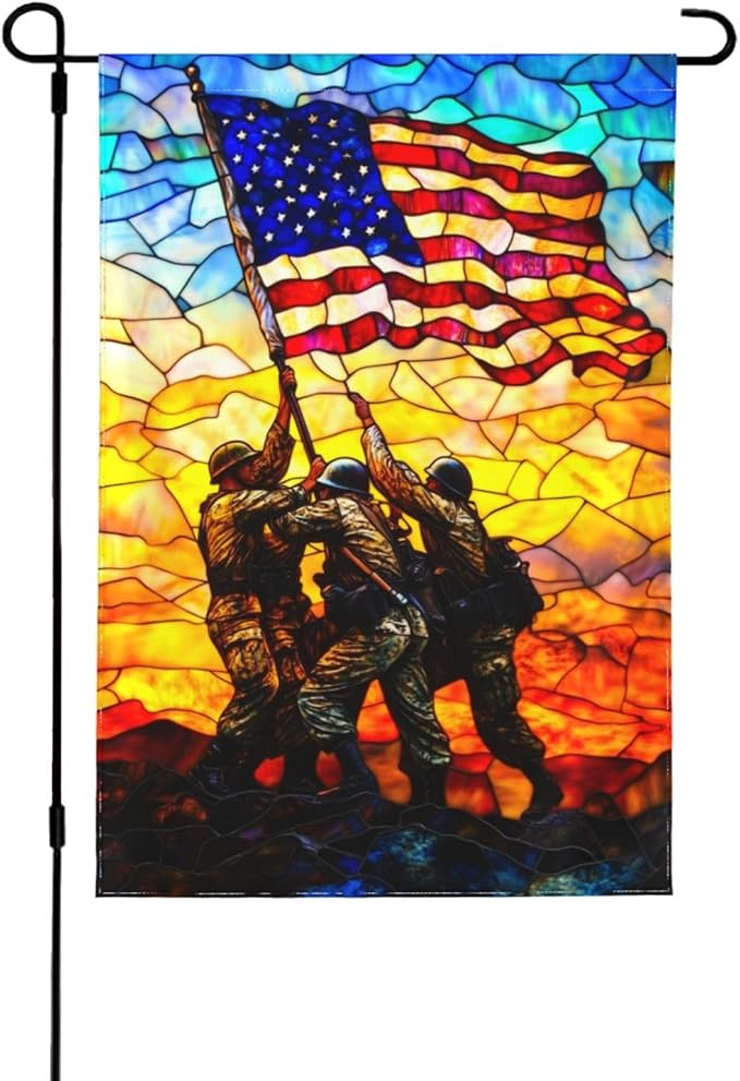 4th of July Garden Flag Independence Day Decorations Vertical Double Sided Outdoor Yard Flags 12.5x18 Inch Burlap Banners for House Lawn