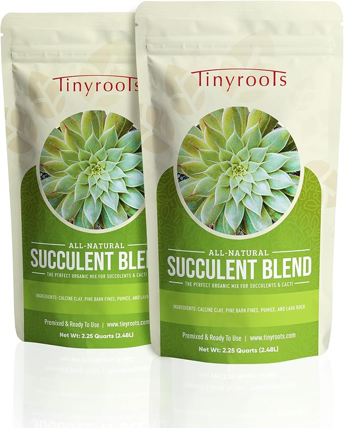 Tinyroots Succulent Soil - Cactus Soil Potting Mix Helps Avoid Over-Watering, Provides Optimal Water Retention for Your Indoor Plants, 4 Quarts