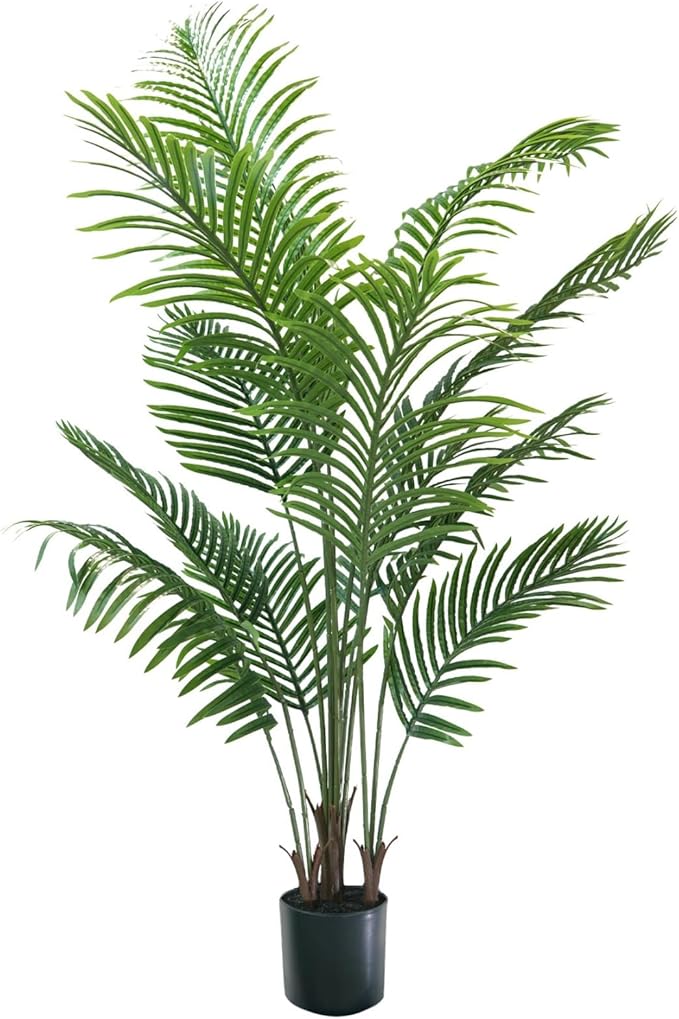 5FT Artificial Palm Tree - Faux Tree Tropical Plant Indoor Outdoor, UV-Resistant Tall Artificial Plants, Large Fake Palm Tree for Home Office Living Room Decor