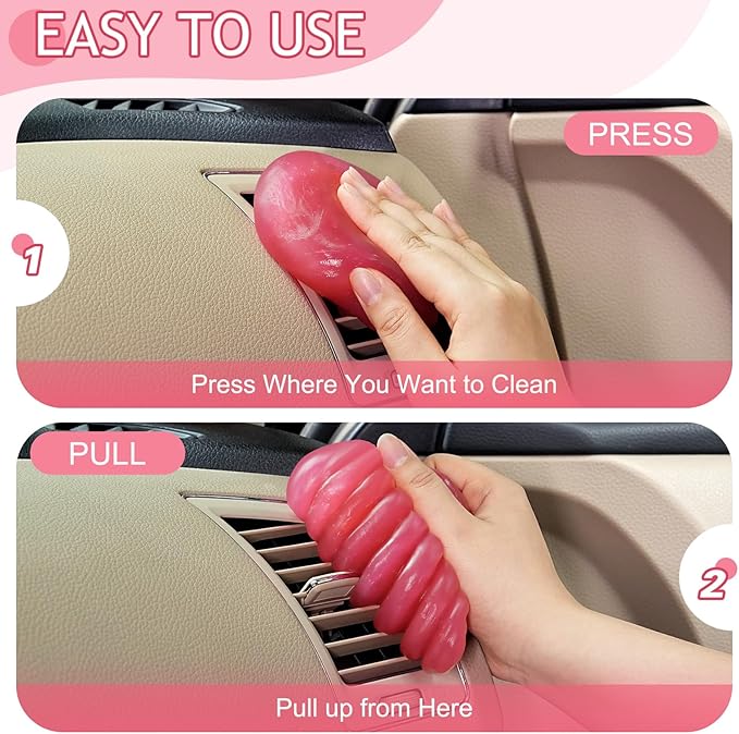 Car Cleaning Gel Car Cleaning Putty Car Putty Car Interior Cleaner Car Slime Car Detailing Kit Car Accessories Gifts for Men Women Stocking Stuffers Pink