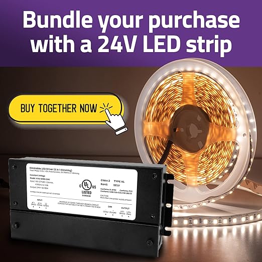 HitLights 24V 96W Dimmable LED Driver – Smooth Flicker Free Dimming – TRIAC, 0-10V, Phase Cut, & 10V PWM – Compatible with Lutron and Leviton Dimmer Switches, UL Listed, Class 2, 100-277V AC – 4A DC