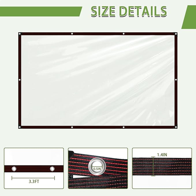 Clear Tarp Waterproof with Grommets 8x10,Heavy Duty PVC Vinyl Tarps Cover,Transparent Tarpaulin Large (Small) for Outdoor/Camping/Plant/Garden/Chicken Coop/Cat Litter