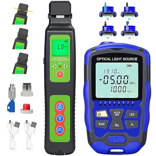 2-Piece Rechargeable Fiber Optic Light Source Single Mode Dual Wavelength 1310 1550nm Stable Light Source,Single Mode/Multi Mode Fiber Optic identifier