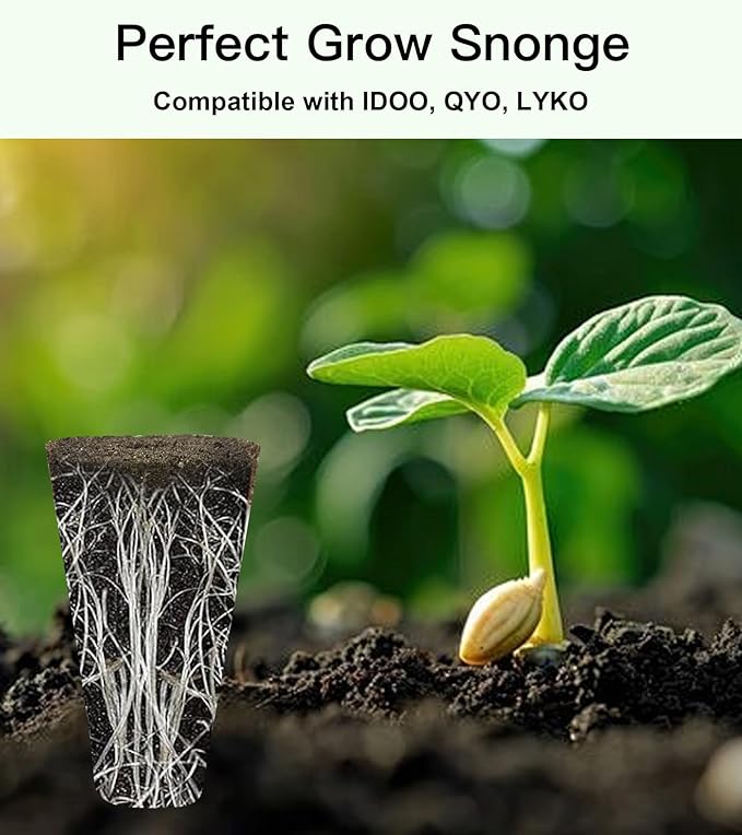 Seed Pods Kit for Hydroponics Growing System, Seed Starter Pods for Indoor Garden, Including 12pcs Grow Sponges, Grow Baskets, A&B Hydroponic Nutrients, Compatible with Idoo, QYO, LYKO, Square Shape