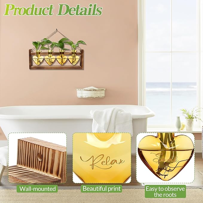 CYZglass Plants Propagation Stations Plant Terrarium Kit for Bathroom Glass Planters for Indoor Plants Bathroom Decor Accessories - Relax Soak Unwind Breathe