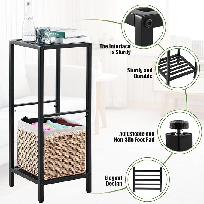 Party Zealot 2-Tier Tall Metal Square Plant Stand 31” Heavy-Duty Modern Flower Pot Rack for Indoor Living Room, Corner Side Table for Outdoor Patio, Garden, and Balcony, Black