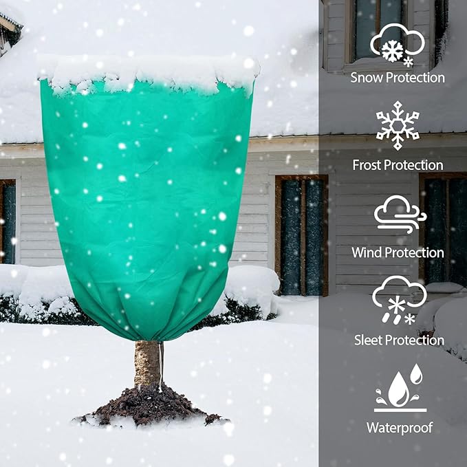 Plant Covers Freeze Protection, 2 Packs 75"W x 90"H Large Frost Cloth Blankets 2.47oz/yd² with Zipper Drawstring, Reusable Frost Tree Covers Shrub Jackets for Winter Outdoor Plants Potted Fruit Tree