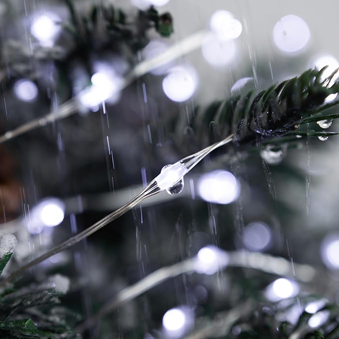 Fairy Lights Plug in,66FT 400 LEDs Waterproof Led String Lights,8 Modes Remote Twinkle Light for Bedroom Window Weddings Christmas Holiday Decoration,Silver Wire,2 Inch Led Space,Cool White