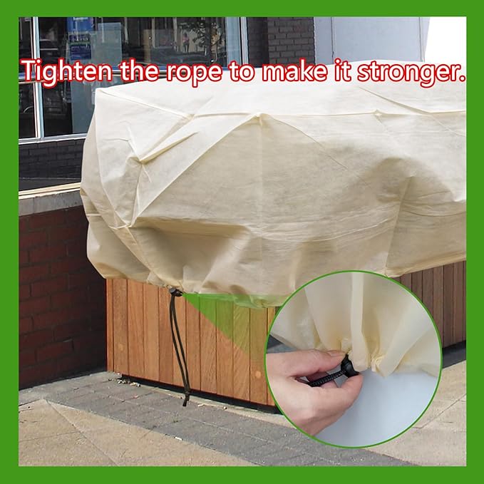 DINGBAI Plant Cover Freeze Protection, Winter Plant Covers, Plant Frost Cover, Tree Plant Freeze Protection Covers, Planter Plant Winter Frost Blanket with Zip Drawstring,4 Pack (68.9x17.7x15.7INCH)