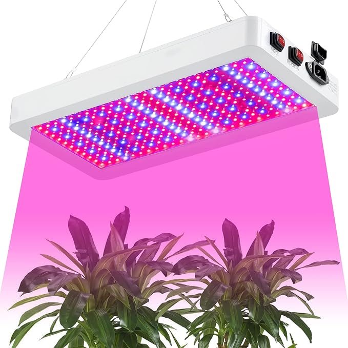 SERWING B1000W LED Plant Grow Light Dimmable,Best Grow Lights for Indoor Plants Full Spectrum, Seed Starting Seedlings Vegetable Hanging Growing Lamps, Double Switch Grow Light for Indoor Plants