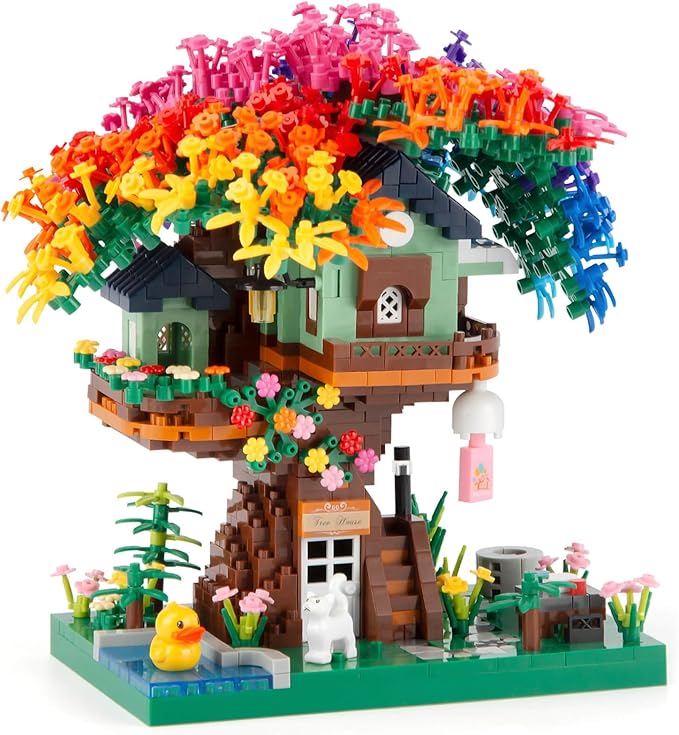 Vziimo Cherry Blossom Bonsai Tree Building Set, Ideas Rainbow Treehouse Set for Adults, 1528 PCS Mirco Bricks Collectible Creative for Teens Adults 14+