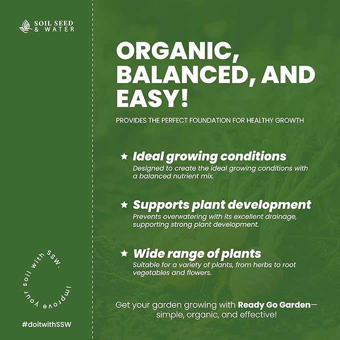 Soil Seed & Water Ready Go Garden Organic Potting Soil – All-Purpose Potting Mix for Indoor & Outdoor Gardening - OMRI Listed