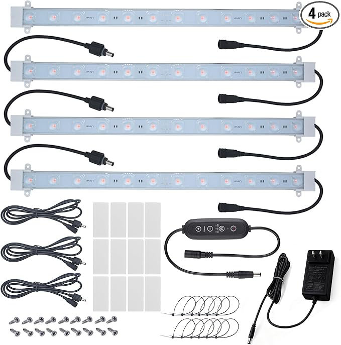 Litever Grow LED Light Strip Kits for Plants, 45W, Full Spectrum White Grow Lights, Easy Installation. Good for Indoor Plant Grow Shelf, Greenhouse, Grow Cabinets