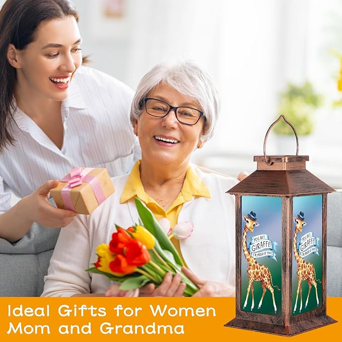 Solar Lanterns for Garden Decor,Waterproof Design Ideal Birthday Gifts for Women, Mom, and Grandma Solar LED Hanging Lights for Yard, Patio, Lawn, and Porch(Giraffes)