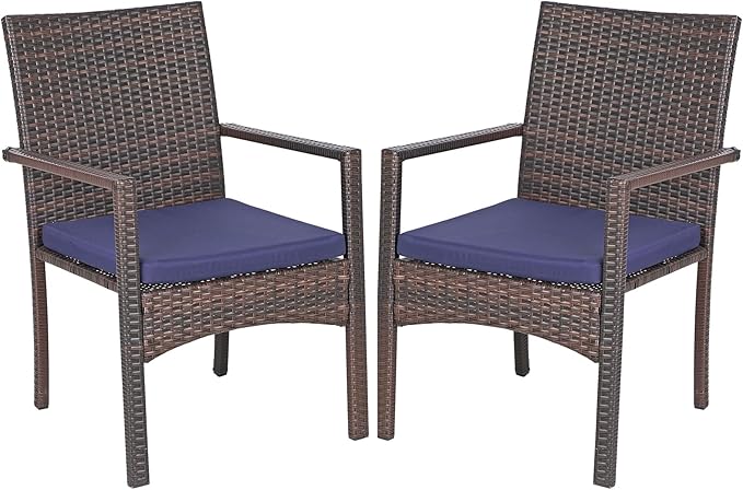 Sophia & William Patio Chairs Set of 2, 2 Pcs Lightweight Rattan Outdoor Dining Chairs, All-Weather Wicker Dining Chairs with Comfortable Seating