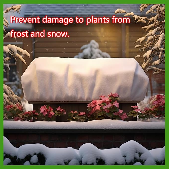 DINGBAI Plant Cover Freeze Protection, Winter Plant Covers, Plant Frost Cover, Tree Plant Freeze Protection Covers, Planter Plant Winter Frost Blanket with Zip Drawstring,2 Pack (39.3x17.7x15.7INCH)