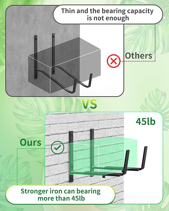 Y&M Adjustable Window Box Brackets for Planter Box, Heavy Duty Wall Mounted Hooks Hangers for Flower Baskets Holder Durable, Brackets for Fence Patio Garden Balcony(2 Packs)