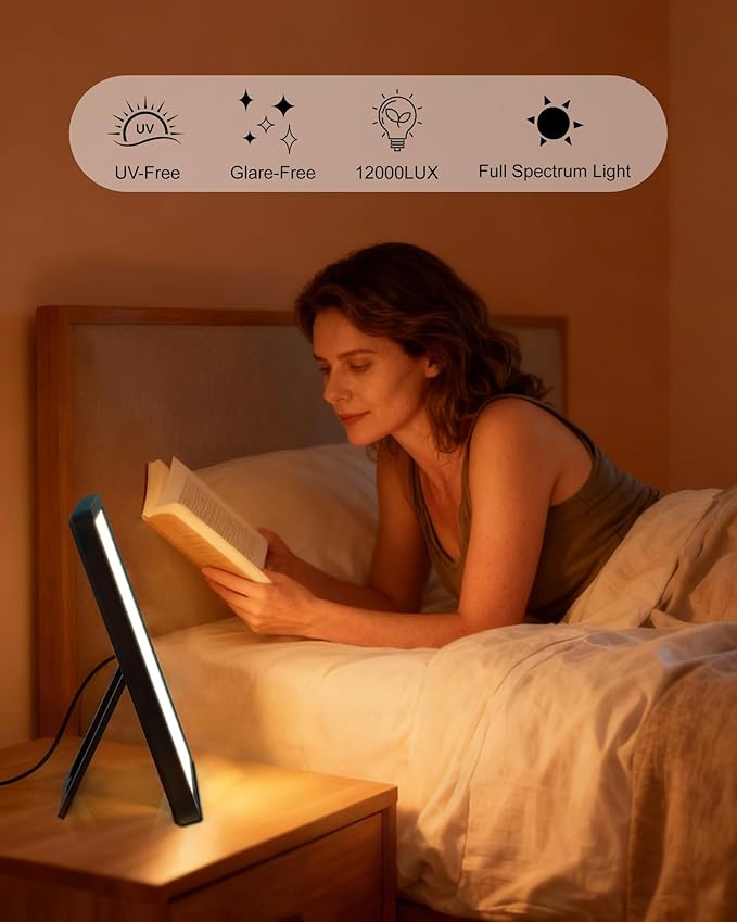 MirthSip 10000 Full Spectrum, UV-Free Light LED Sunlight Lamp with 3 in 1 Mount, Timer & Adjustable Brightness, Portable, Daylight for Office Reading Morning Routine