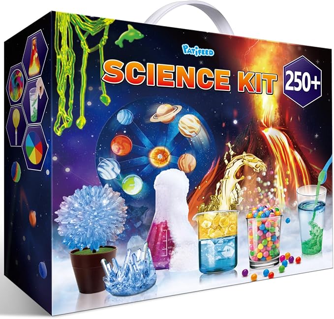PATIFEED 250 Experiments Kits for Kids, Science S.T.E.M Projects Scientific Toys for Boys Girls Gifts Ideas Birthday Christmas, Erupting Volcano, Planet, Bouncy Ball,Chemistry Scientist Set