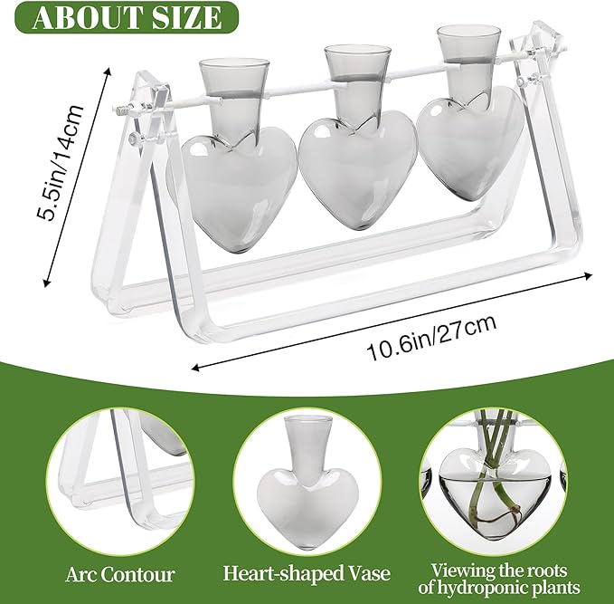 CYZglass Clear Plant Terrarium Propagation Stations with Acrylic Stand Birthday Gifts for Women Office Home Decor