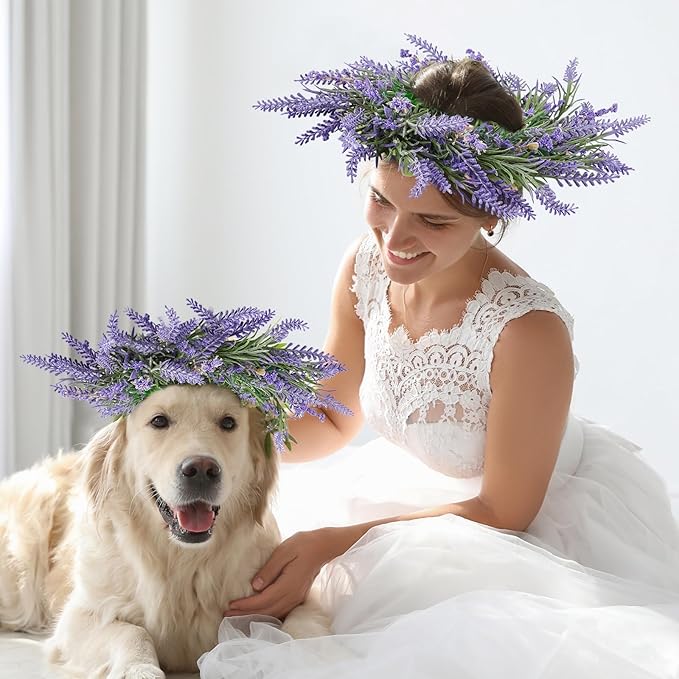 8 Pcs Pillar Candle Ring Wreaths Mini Purple Lavender Wreath Table Centerpieces 9 Inch Wreath for Cabinets Artificial Farmhouse Lavender Wreaths for Front Door Porch Wall Window