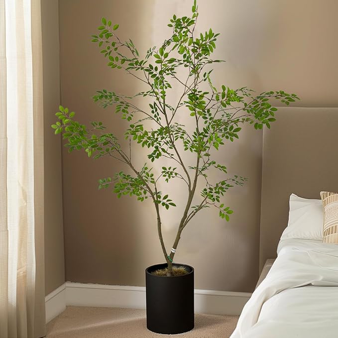 AfanD Artificial Elm Tree Faux Elm Tree 6ft Tall Fake Plant in Pot Fake Silk Tree Faux Plants Indoor