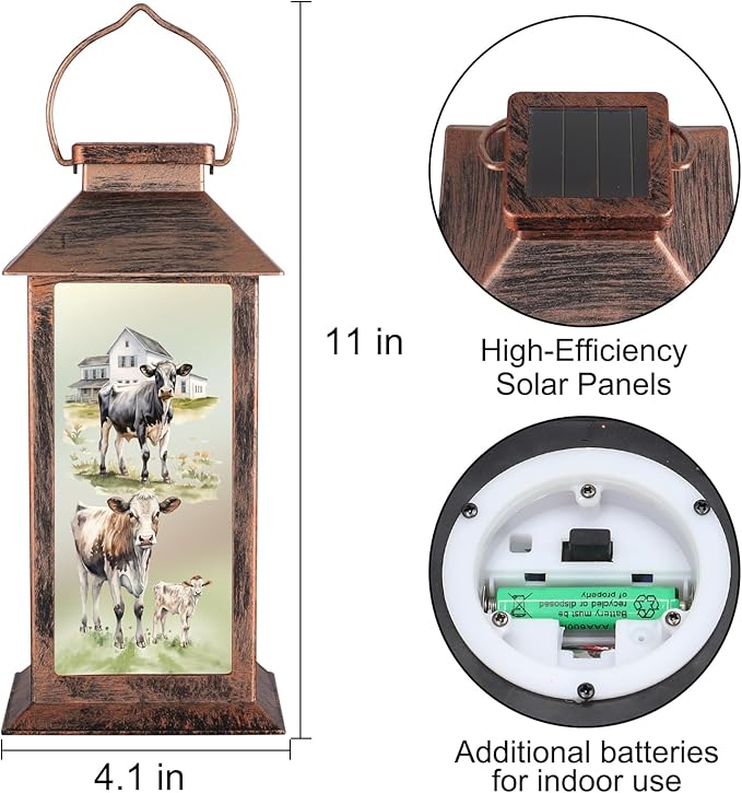 Pawatee Solar Hanging Lanterns, Bronze Cow Style, Waterproof, LED, Ideal for Garden Decor, Outdoor Gatherings, and Gifting