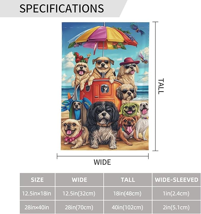 Animals In Beach Garden Flag 12x18 Inch Double Sided All-Weather Polyester Outdoor Flag For Patio Lawn Yard And Garden Welcome Decor