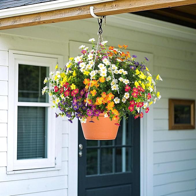 Grunyia Outdoor Artificial Flowers UV Resistant & Fade Proof, 12 Pack Realistic Fake Flowers for Garden, Patio, Lawn Decor - Weatherproof Plastic Plants(Mix)