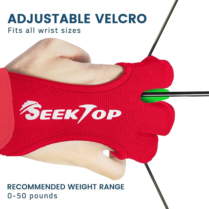 Seektop Archery Gloves Shooting Hunting Leather Three Finger Protector for Youth Adult Beginner
