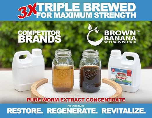 Organic Worm Castings Extract - Natural Liquid Plant Food for Stronger Roots, Bigger Blooms and Healthier Soil; Liquid Worm Tea Concentration - 1 Gallon