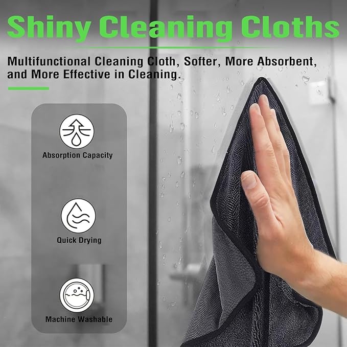 Bath Wipes Shower Cleaning Cloths, Premium Car Drying Towel | Ultra Absorbent Twisted-Loop Design| Microfiber Towel for Car, Shower Cabin, Household