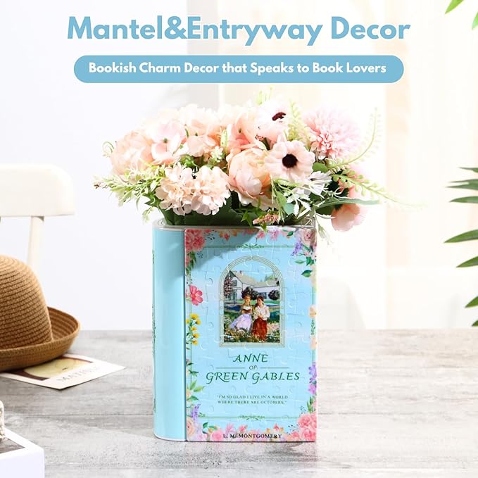 MYLARREN 3D Puzzle Vase for Adults Kids, 120 Pcs Puzzle Book Vase for Flowers, Arts and Crafts for Kids 4-6, Adults, Girls, Cute Unique Vases for Book Shelf Decor, Books Lover Gifts for Women(Anne)