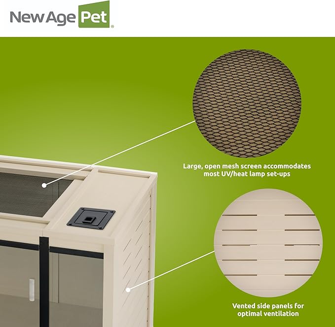 New Age Pet ECOFLEX 60" Wide X-Large Reptile Habitat, Mojave Lounge for Snakes, Tortoises & Lizards in Maple, Black & Grey, Easy Assembly, Sliding Glass Doors & Mesh Top