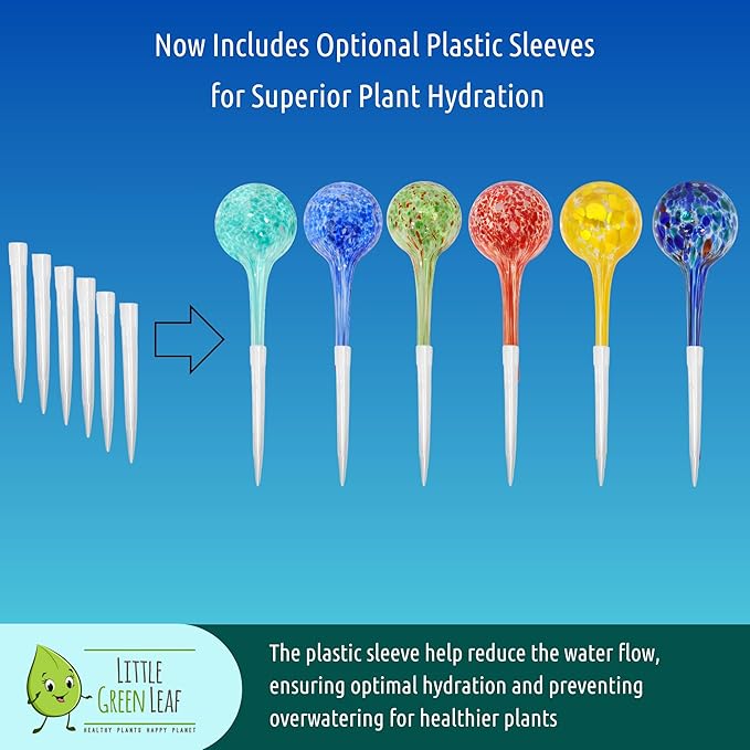 Little Green Leaf LGL Plant Watering Globes - Automatic Self Watering Globes. Decorative Self Watering Planter Inserts. Self Watering Spikes to Support Plant Health. 6 Pack x 100ml