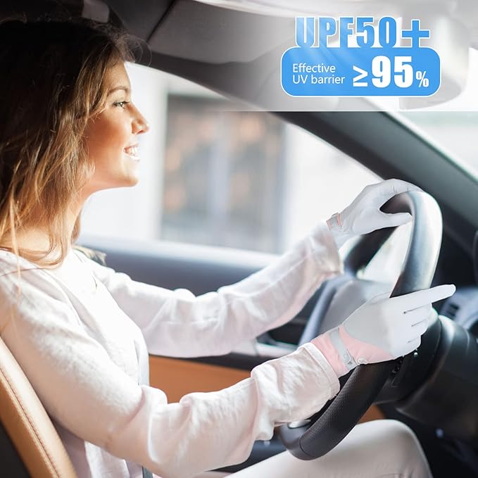 Loopeer 2 Packs Women Sun Protection Driving UV Gloves Full Finger Touchscreen Non Slip Breathable Summer Outdoor Gloves