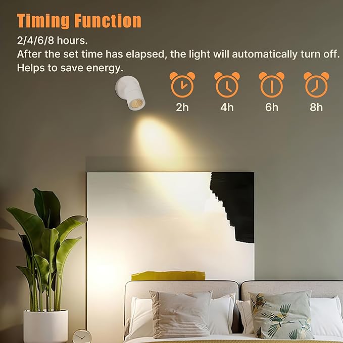 2 Pack LED Spot Lights Indoor, 5W Uplighting with Remote Control Dimmable & Timer, Uplights Indoor Floor Spotlights with 3 CCT, Accent Lighting Stick on Wall Light for Plants Picture Artwork, White