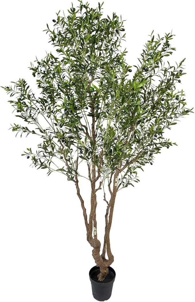 AfanD Artificial Olive Tree - 9ft Tall Fake Olive Plant in Pot - Faux Silk Tree for Indoor