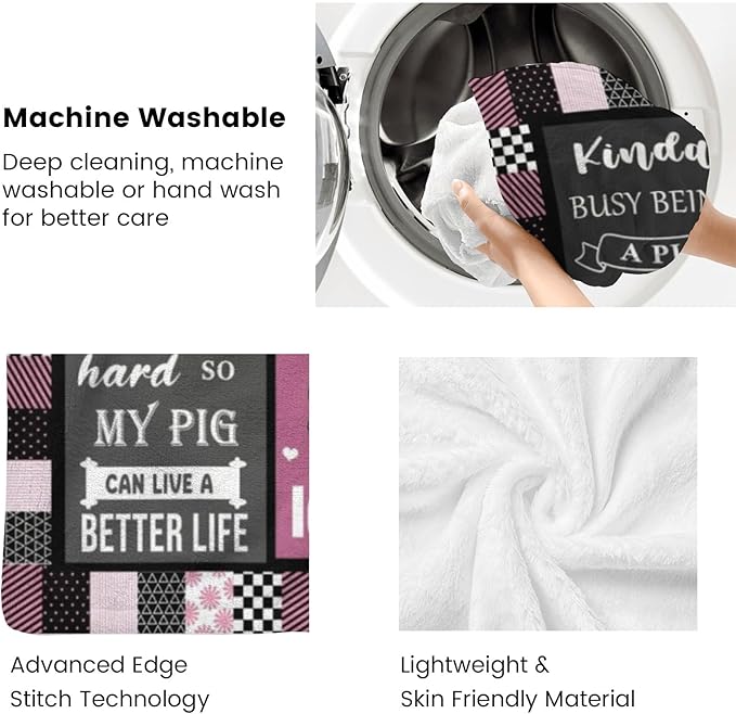 LNKRFRPA Pig Gifts, Pigs in a Blanket, Pigs Gifts for Women/Girl, Pig Gift for Piggy Lovers, Piggy Themed Gift Throw Blanket for Couch Sofa 50"x40"