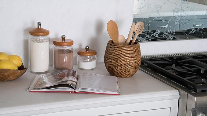 KOUBOO La Jolla Coco Rattan Bowl, Honey-Brown, Small Planter