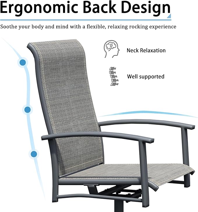 Outdoor Swivel Dining Chair Set of 8, All Weather Patio Dining Chair with Textilene High Back and Metal Frame for Backyard, Lawn Garde and Deck, Grey