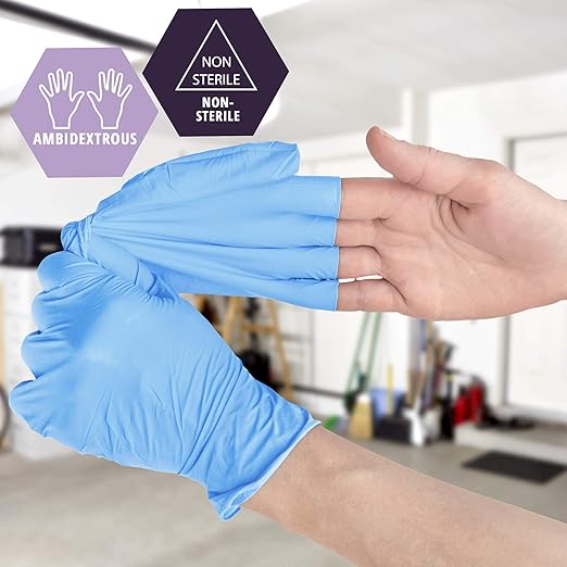 MED PRIDE Nitrile/Vinyl Blend Exam Gloves, Powder-Free, Latex-Free, Disposable, Non-Sterile, Blue, Large (Case of 1000)