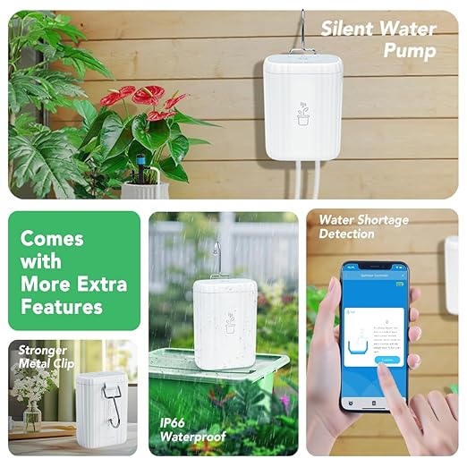Automatic Plant Watering Devices for Indoor/Outdoor, GreenVation 2.4GHz WiFi Sprinkler Timer Self Watering System for Potted Plants, Smart Auto Drip Irrigation Kit for Garden (10 Zone)
