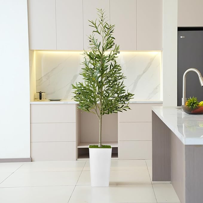 ProDeco Artificial Olive Tree 6ft - Realistic Tall Fake Plants for Office Living Room Bedroom Home Decor Indoor - Faux Floor Green Silk House Corner Large Potted Plants