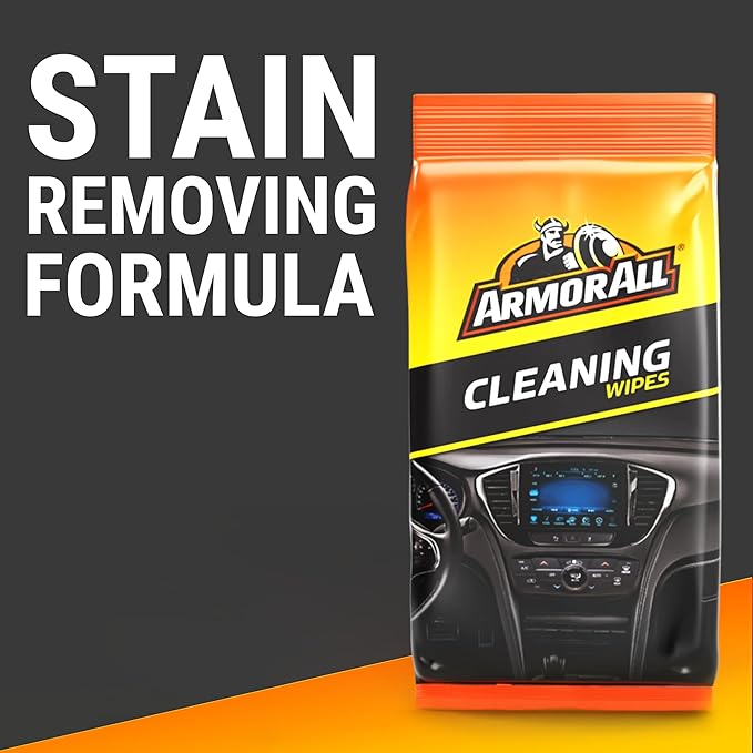 Armor All Car Cleaning Wipes, 60 Count Flat Pack, Powerful Car Wipes for Dashboards, Vinyl, Clear Plastics, Carpet and Fabric